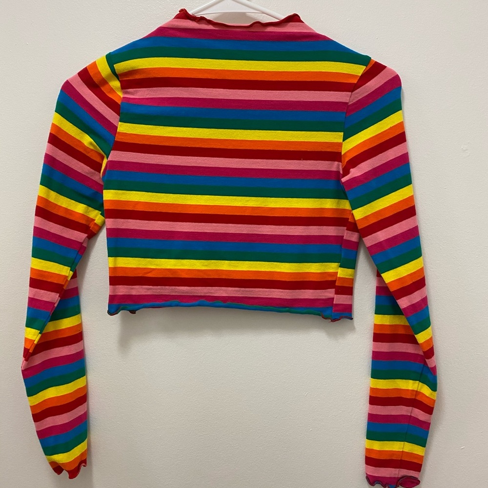 RAINBOW LONG SLEEVE CROP TOP